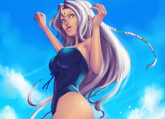 Обои картинки фото рисованное, люди, фон, взгляд, девушка