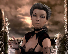 Картинка 3д+графика портрет+ portraits девушка взгляд фон