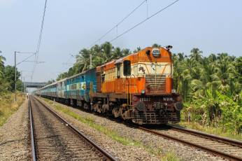 Картинка техника поезда локомотив состав рельсы