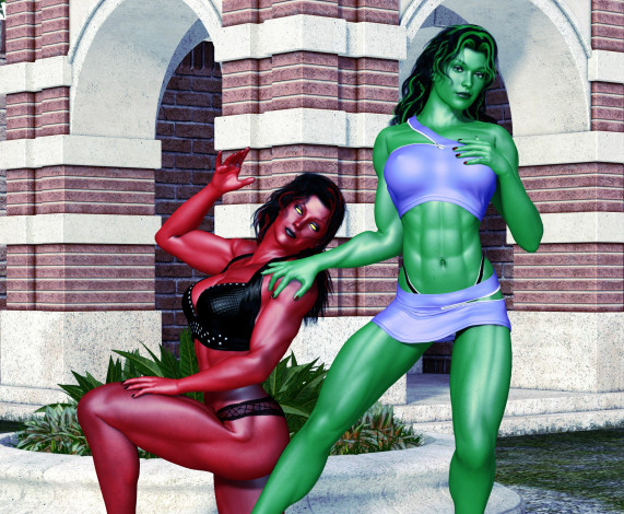 Обои картинки фото 3д графика, существа , creatures, халки, взгляд, фон