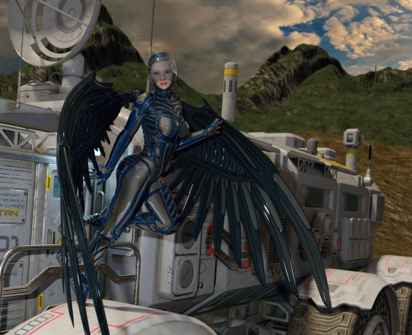 Обои картинки фото 3д графика, существа , creatures, дракон, взгляд, фон, эльфийки