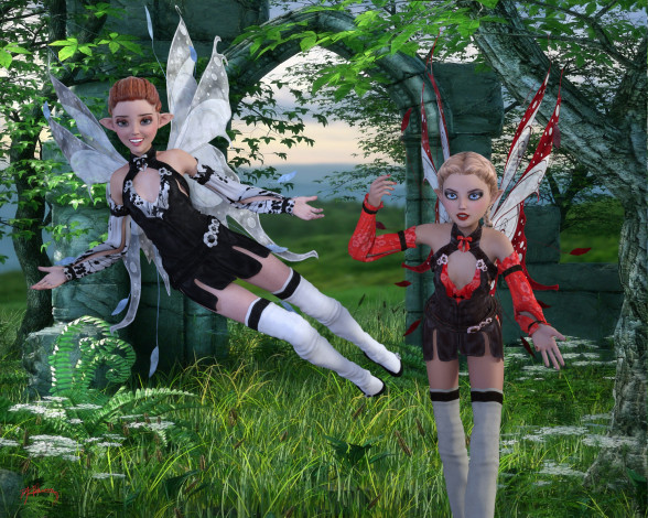 Обои картинки фото 3д графика, эльфы , elves, феи, взгляд, фон