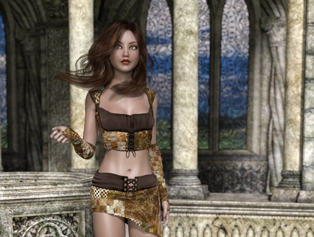 Обои картинки фото 3д графика, люди , people, девушка, взгляд, фон