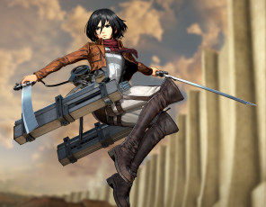 Картинка аниме shingeki+no+kyojin девушка