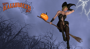 Картинка 3д+графика праздники+ holidays фон взгляд девушка тыква