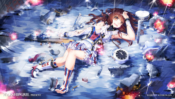 Картинка аниме оружие +техника +технологии девушка арт tagme artist обломки лежит