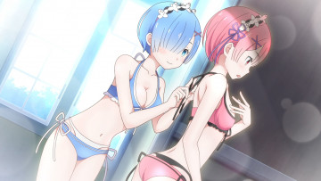 Картинка аниме re +zero+kara+hajimeru+isekai+seikatsu rem ram