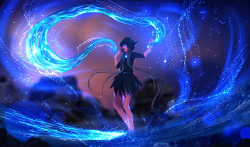 Картинка аниме магия +колдовство +halloween девушка