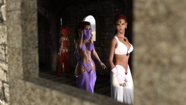 Обои картинки фото 3д графика, люди , people, фон, взгляд, девушки