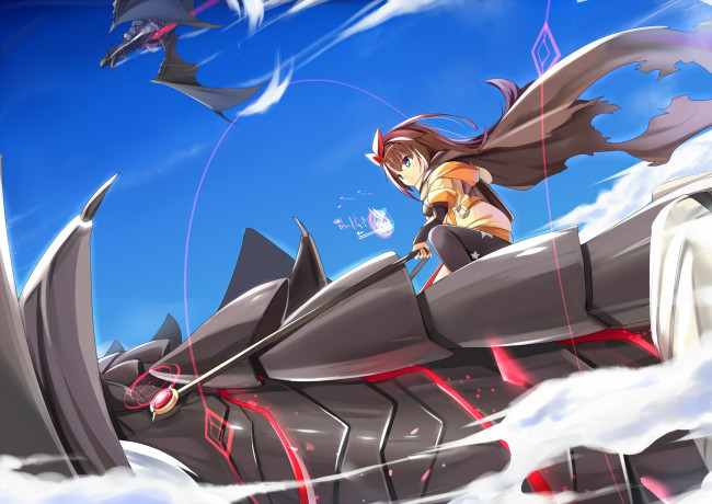 Обои картинки фото аниме, pixiv fantasia, драконы, девочка