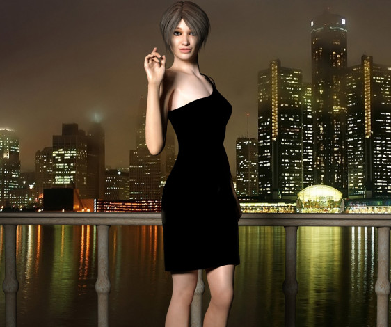 Обои картинки фото 3д графика, люди , people, фон, взгляд, девушка