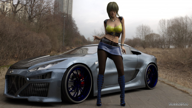 Обои картинки фото 3д графика, люди-авто, мото , people- car ,  moto, фон, взгляд, девушка