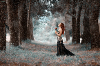 Картинка девушки -+рыжеволосые+и+разноцветные снег девушка роза