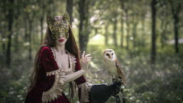 Картинка девушки -+креатив +косплей маска кружева сова