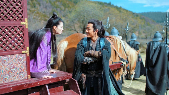 Обои картинки фото кино фильмы, the wolf, цзичун, девушка, разговор, повозка