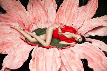 Картинка девушки -+креатив +косплей цветок брюнетка креатив поза декольте