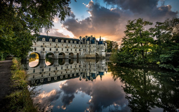 Картинка города замок+шенонсо+ франция chateau de chenonceau france