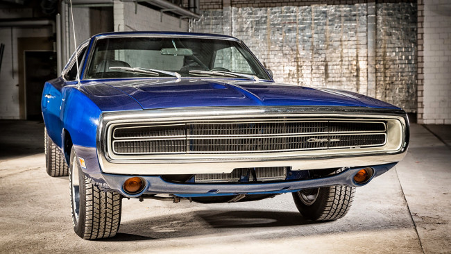 Обои картинки фото dodge charger, автомобили, dodge, синий, гараж