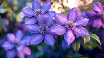 обоя 3д графика, цветы , flowers, клематис