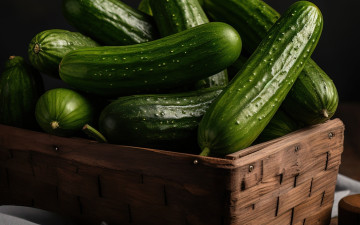 обоя еда, огурцы, ящик, свежие