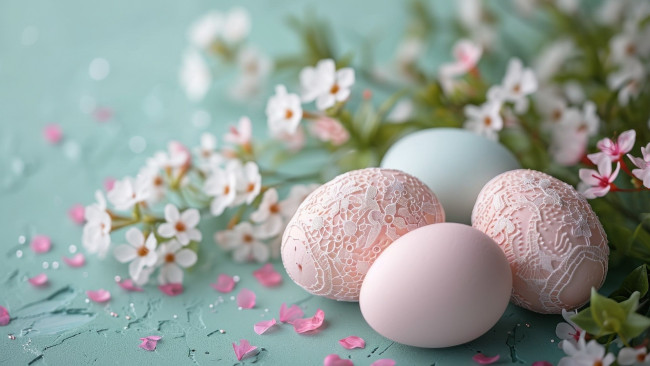 Обои картинки фото 3д графика, праздники , holidays, пасха, яйца, цветы