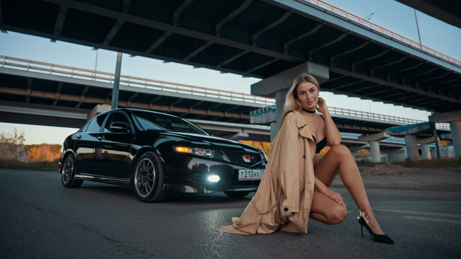 Обои картинки фото автомобили, -авто с девушками, honda, accord