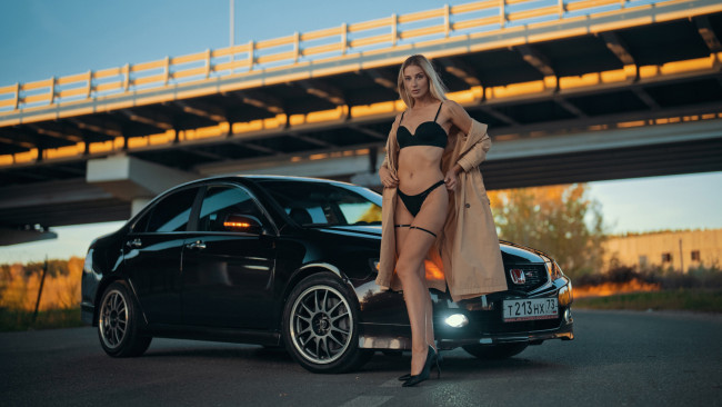 Обои картинки фото автомобили, -авто с девушками, honda, accord