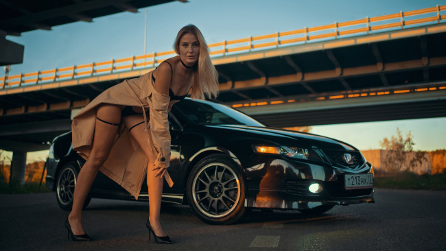 Обои картинки фото автомобили, -авто с девушками, honda, accord