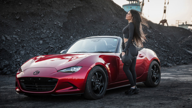 Обои картинки фото автомобили, -авто с девушками, mazda