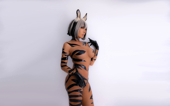 Обои картинки фото девушки, nonsummerjack, образ, косплей, наряд, костюм, зебра, ушки