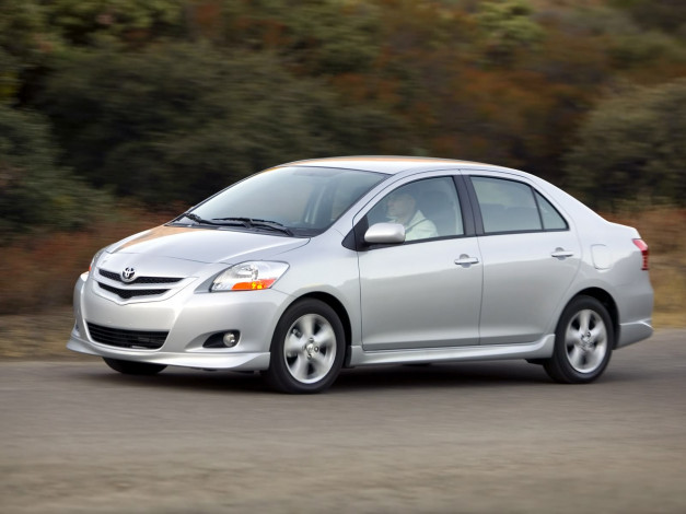 Обои картинки фото toyota, yaris, sedan, 2007, автомобили