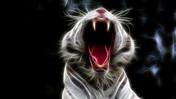 Картинка 3д графика animals животные тигр клыки фон рык