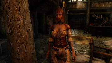 Картинка видео игры the elder scrolls skyrim девушка дерево