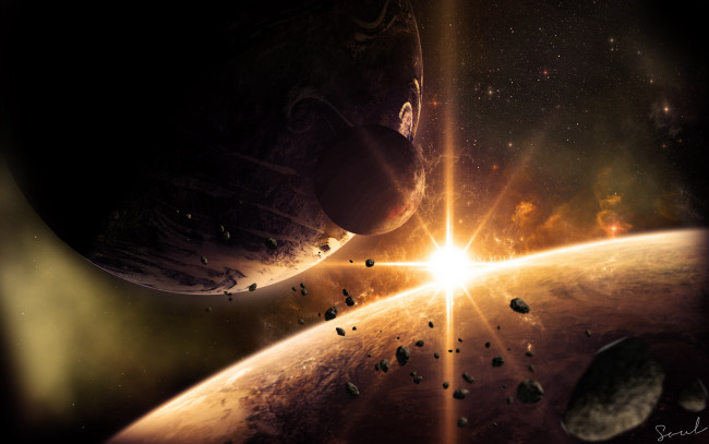 Обои картинки фото космос, арт, планеты