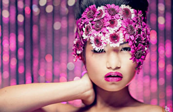 Картинка romina+avelino девушки герберы яркие губы цветы