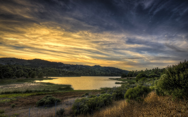 Обои картинки фото природа, реки, озера, река, тучи, деревья, трава