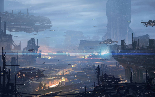 Обои картинки фото фэнтези, иные миры,  иные времена, космические, челноки, станция