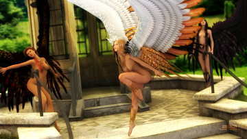 Картинка 3д+графика ангел+ angel девушки позы ангелы