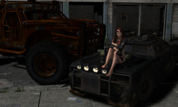 Картинка 3д+графика люди+ people фон взгляд девушка автомобиль