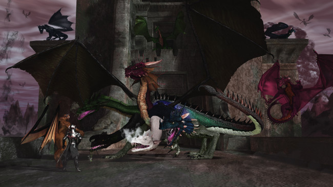 Обои картинки фото 3д графика, фантазия , fantasy, драконы, воин