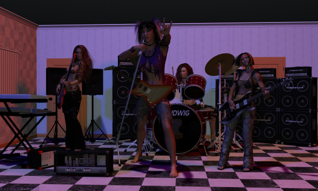 Обои картинки фото 3д графика, люди , people, фон, ансамбль, взгляд, девушки