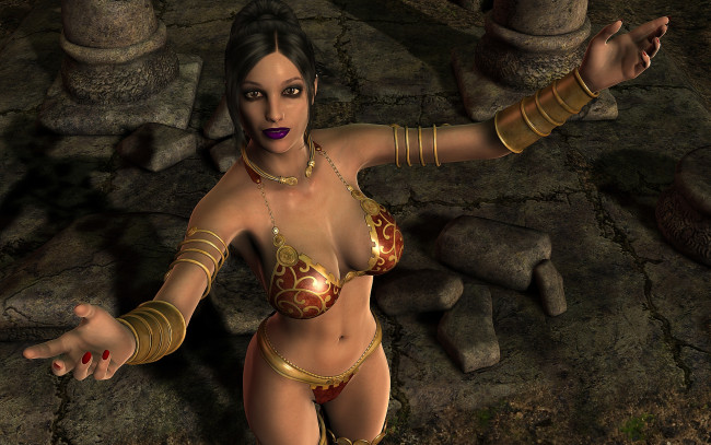 Обои картинки фото 3д графика, люди , people, девушка, взгляд, фон