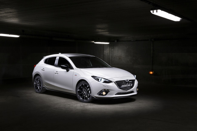 Обои картинки фото автомобили, mazda, trophеe, andros, 2014г, mazda3, светлый, bm