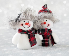 обоя праздничные, снеговики, snow, снег, зима