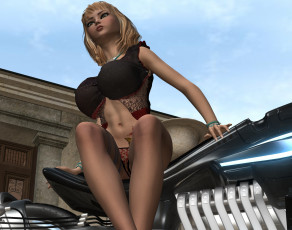 Картинка 3д+графика люди-авто мото+ people-+car+ +moto фон взгляд девушка