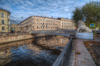 Картинка bridge+of+four+lions города санкт-петербург +петергоф+ россия река мост