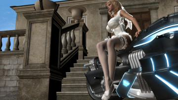 Картинка 3д+графика люди-авто мото+ people-+car+ +moto фон взгляд девушка