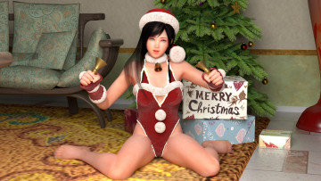 Картинка 3д+графика праздники+ holidays фон девушка взгляд