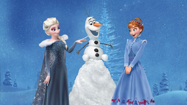 Обои картинки фото мультфильмы, olaf`s frozen adventure, olafs, frozen, adventure, anna, elsa