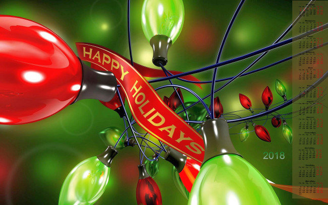 Обои картинки фото календари, праздники,  салюты, 2018, гирлянда